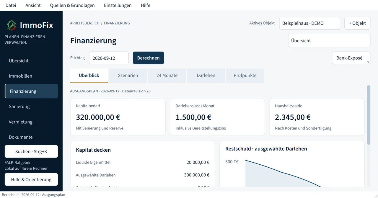 ImmoFix PRO: Finanzierung
