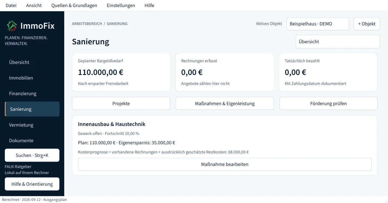 ImmoFix PRO: Sanierung
