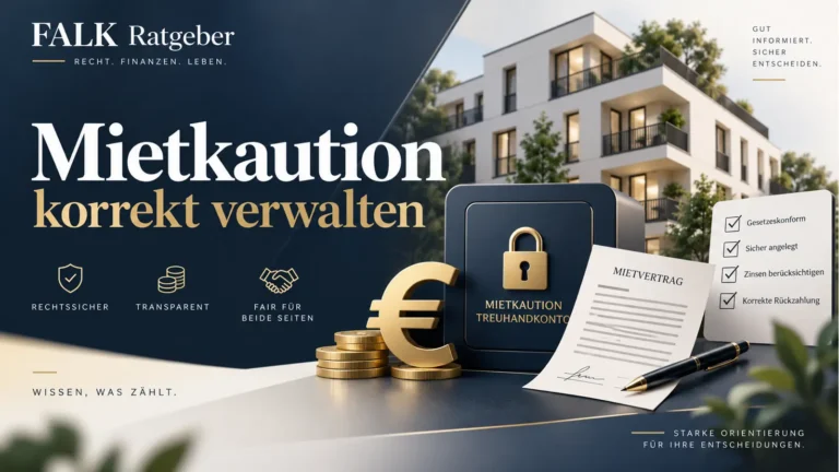 Illustration zur Mietkaution mit Treuhandkonto, Mietvertrag und Checkliste