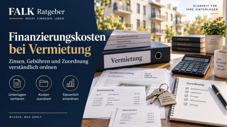 FALK Ratgeber – Finanzierungskosten bei Vermietung zuordnen