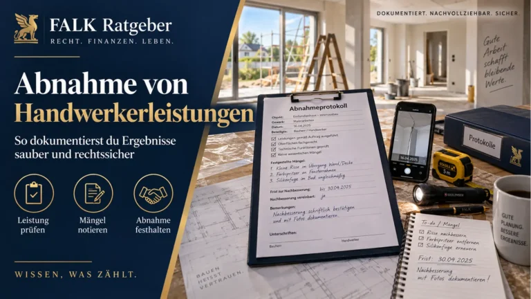 FALK Ratgeber – Abnahme von Handwerkerleistungen dokumentieren