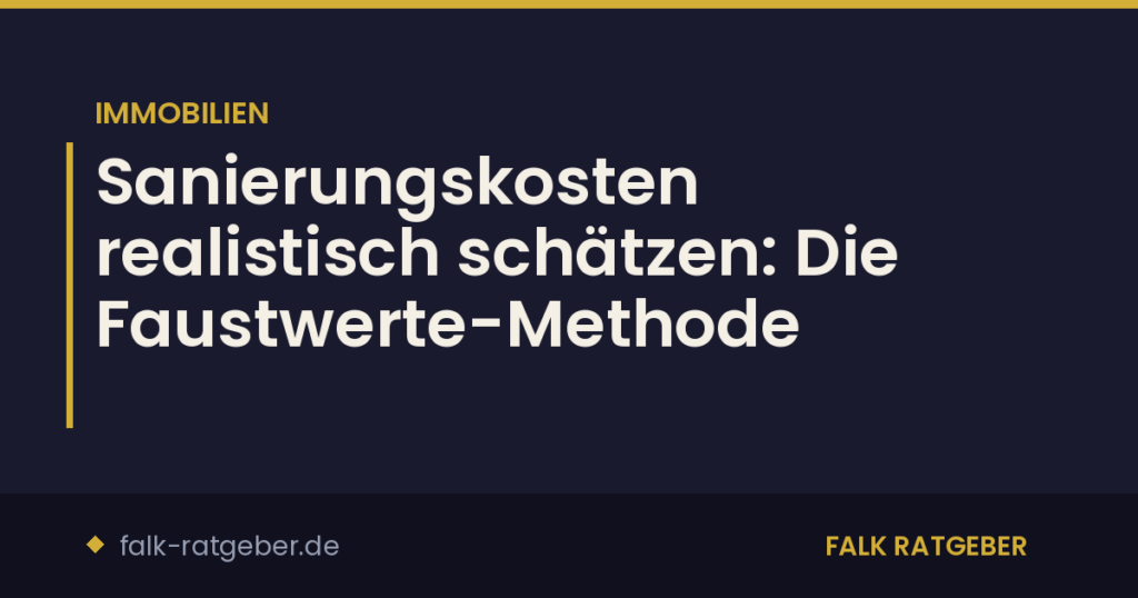 Sanierungskosten realistisch schätzen: Die Faustwerte-Methode