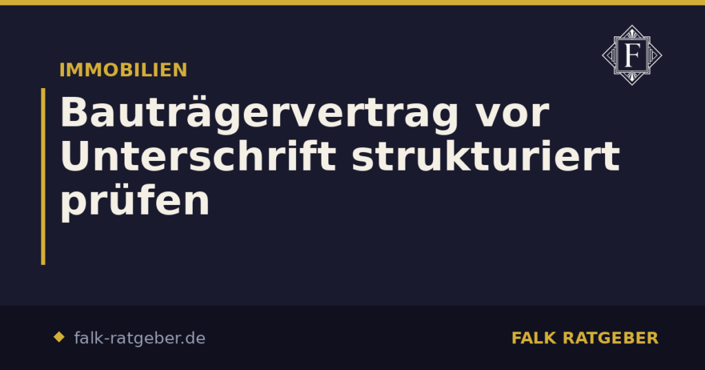 Bauträgervertrag vor Unterschrift strukturiert prüfen