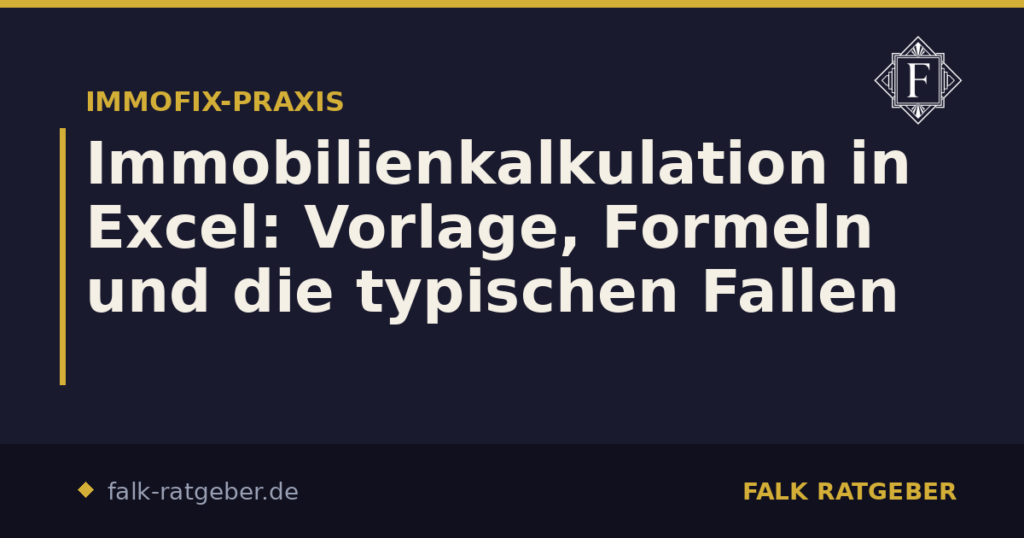 Immobilienkalkulation in Excel: Vorlage, Formeln und die typischen Fallen