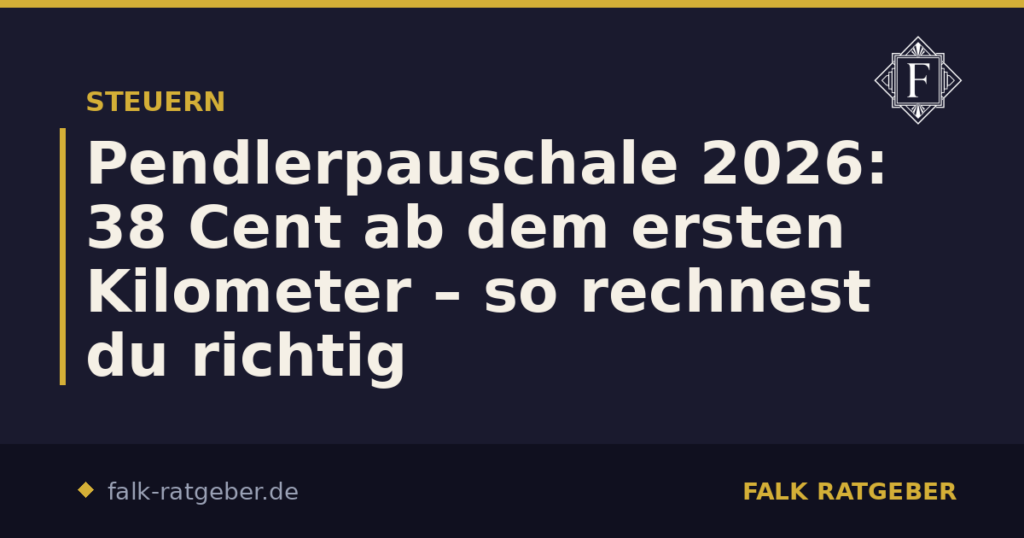 Pendlerpauschale 2026: 38 Cent ab dem ersten Kilometer – so rechnest du richtig
