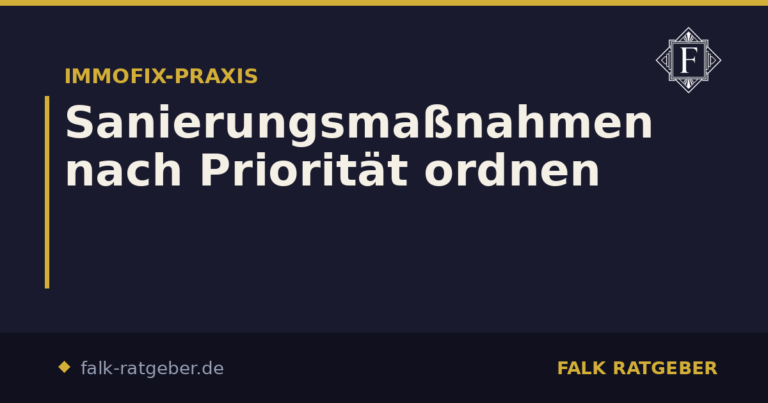 Sanierungsmaßnahmen nach Priorität ordnen